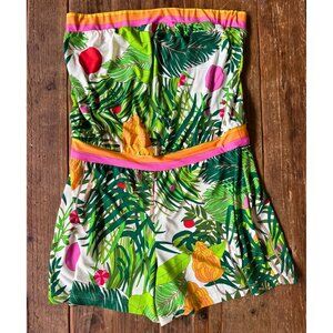 Trina Turk Strapless Tropical Print Romper | Size Small